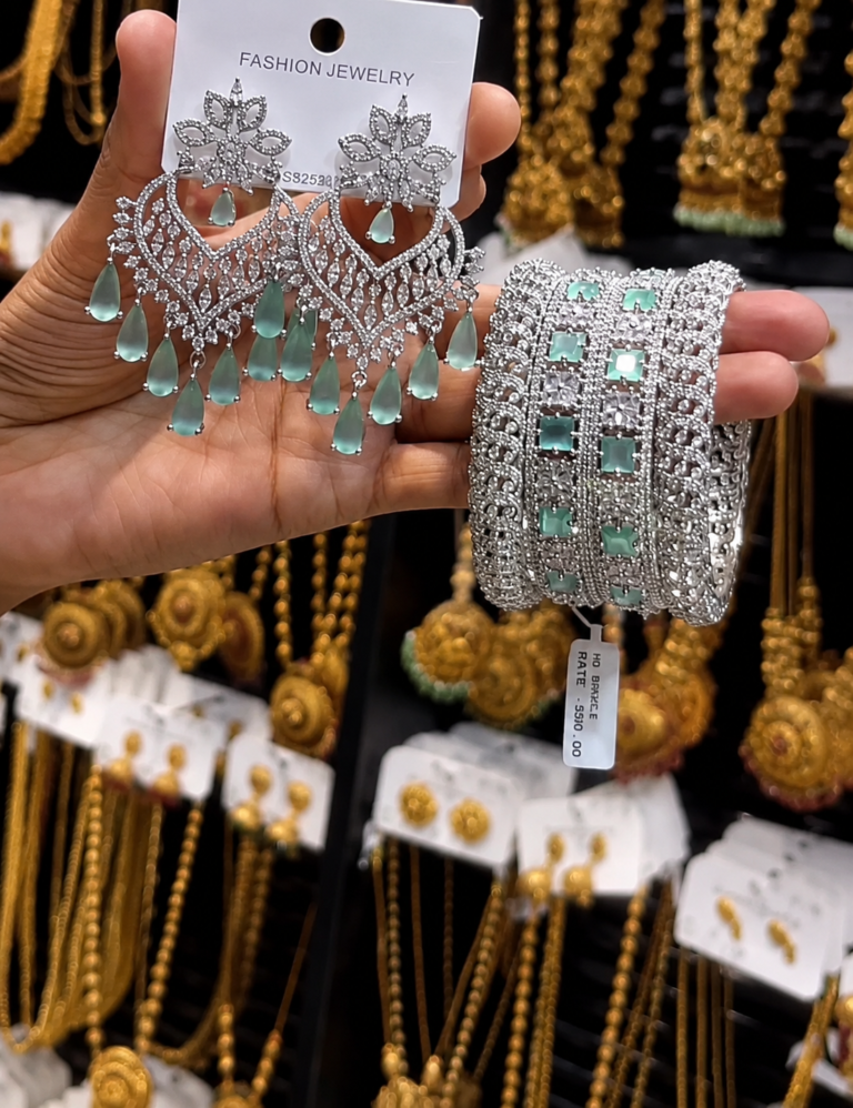 Mint Stone Jewelry Set (Earrings & Bangles)